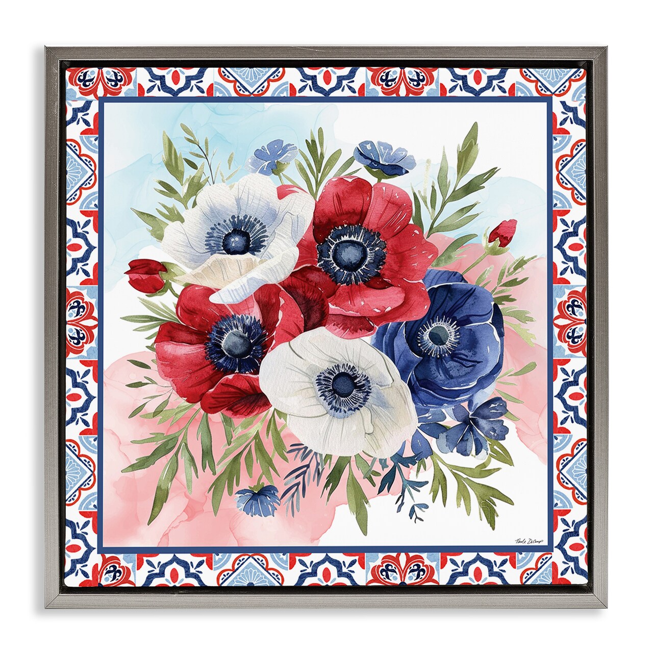 Stupell Industries Americana Poppy Bouquet Floating Frame, design by Nicole DeCamp